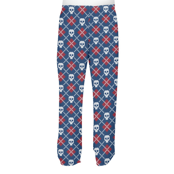 Knitted Argyle & Skulls Men's Pjs Back - on model