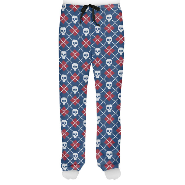 Knitted Argyle & Skulls Men's Pjs Front - on model