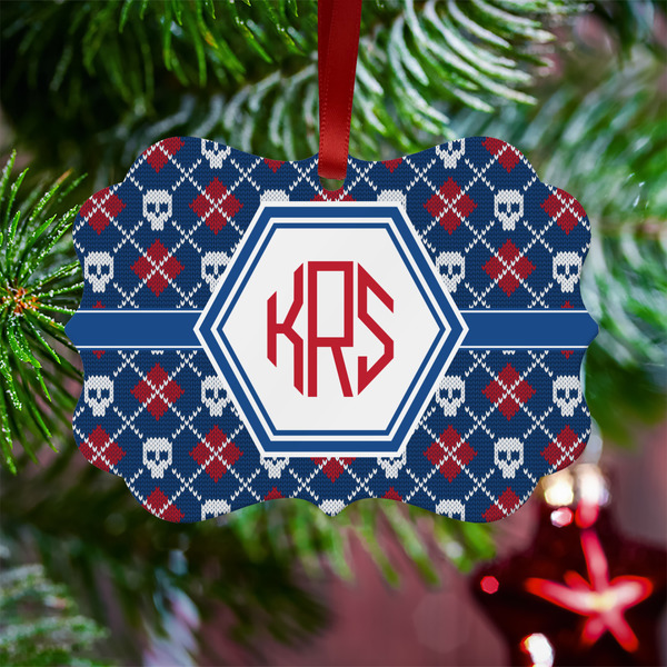 Knitted Argyle & Skulls Metal Benilux Ornament - Lifestyle