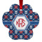 Knitted Argyle & Skulls Metal Paw Ornament - Front