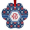 Knitted Argyle & Skulls Metal Paw Ornament - Double Sided w/ Monogram