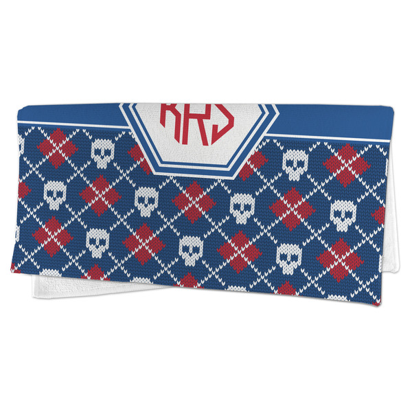 Knitted Argyle & Skulls Microfiber Dish Rag - FOLDED (half)