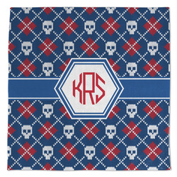 Knitted Argyle & Skulls Microfiber Dish Towel (Personalized)