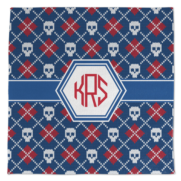 Custom Knitted Argyle & Skulls Microfiber Dish Towel (Personalized)