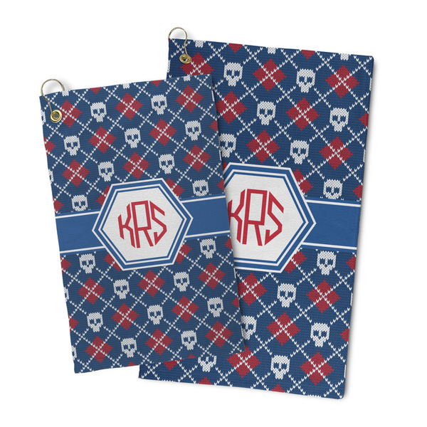 Knitted Argyle & Skulls Microfiber Golf Towel - PARENT/MAIN
