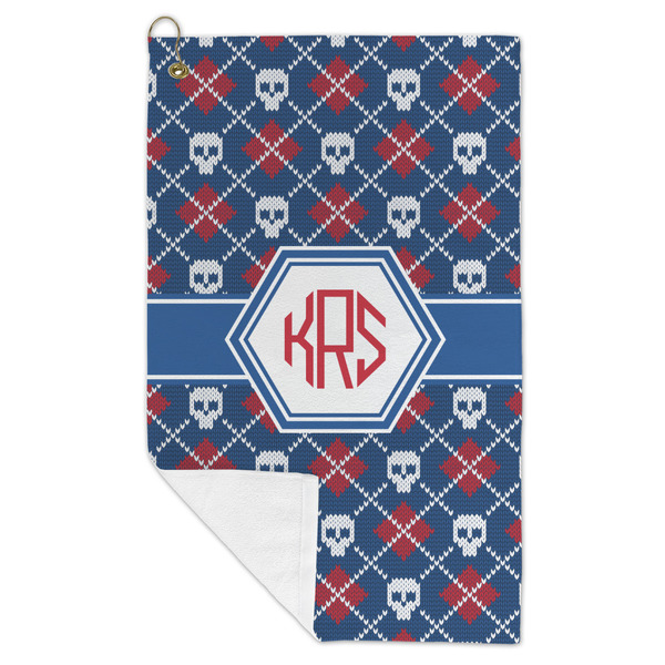 Knitted Argyle & Skulls Microfiber Golf Towels - FOLD