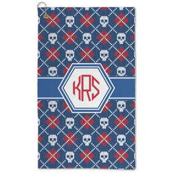 Knitted Argyle & Skulls Microfiber Golf Towel - Large (Personalized)