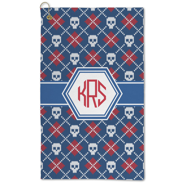 Custom Knitted Argyle & Skulls Microfiber Golf Towel - Large (Personalized)