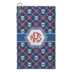 Knitted Argyle & Skulls Microfiber Golf Towel - Small (Personalized)