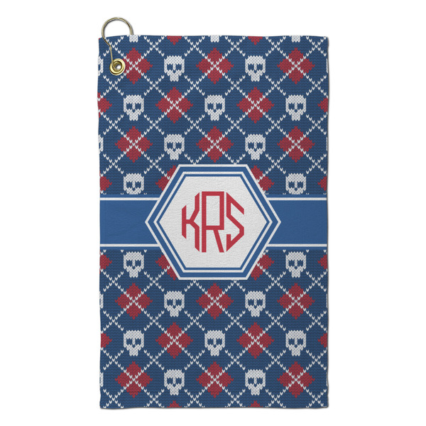Custom Knitted Argyle & Skulls Microfiber Golf Towel - Small (Personalized)