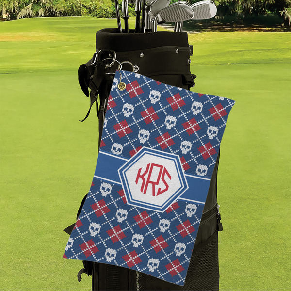 Knitted Argyle & Skulls Microfiber Golf Towels - Small - LIFESTYLE