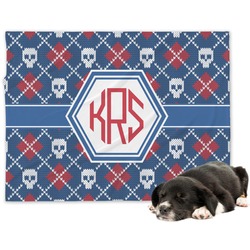 Knitted Argyle & Skulls Dog Blanket (Personalized)