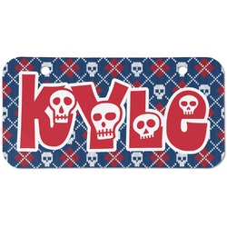 Knitted Argyle & Skulls Mini/Bicycle License Plate (2 Holes) (Personalized)