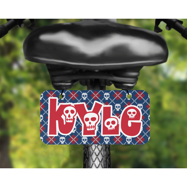 Knitted Argyle & Skulls Mini License Plate on Bicycle - LIFESTYLE Two holes