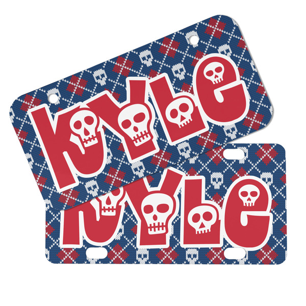 Knitted Argyle & Skulls Mini License Plates - MAIN (4 and 2 Holes)