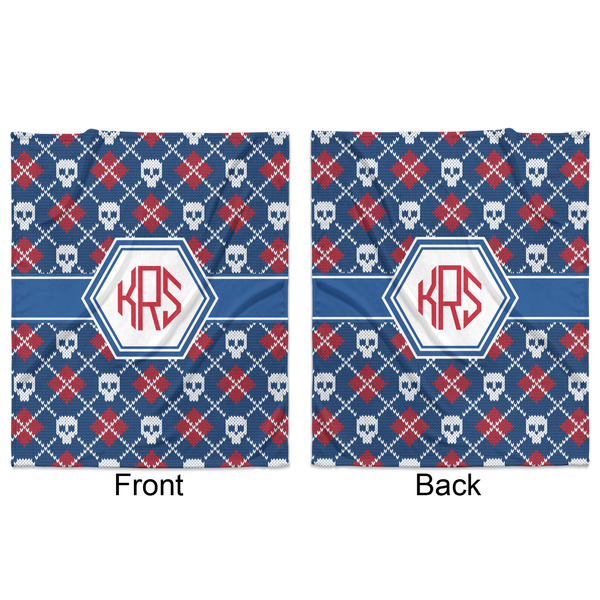 Knitted Argyle & Skulls Minky Blanket - 50"x60" - Double Sided - Front & Back