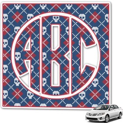 Knitted Argyle & Skulls Monogram Car Decal (Personalized)