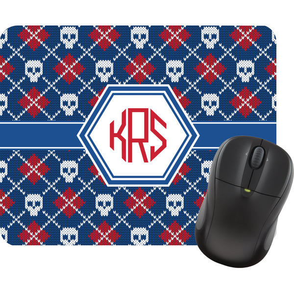 Custom Knitted Argyle & Skulls Rectangular Mouse Pad (Personalized)