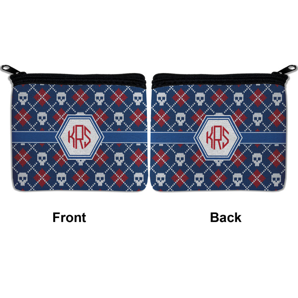 Knitted Argyle & Skulls Neoprene Coin Purse - Front & Back (APPROVAL)