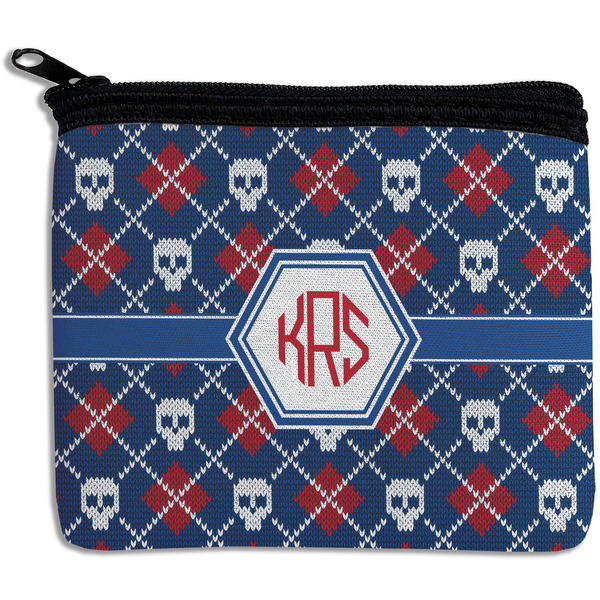 Custom Knitted Argyle & Skulls Rectangular Coin Purse (Personalized)