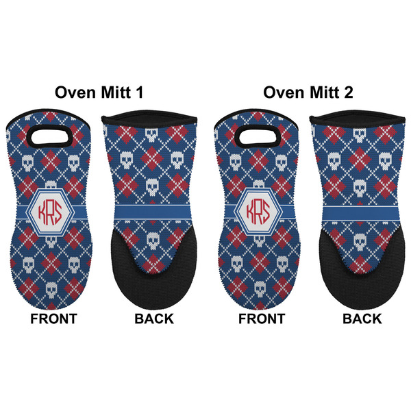 Knitted Argyle & Skulls Neoprene Oven Mitt - Set of 2 - Approval