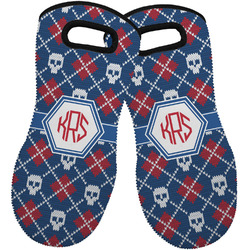 Knitted Argyle & Skulls Neoprene Oven Mitts - Set of 2 w/ Monogram