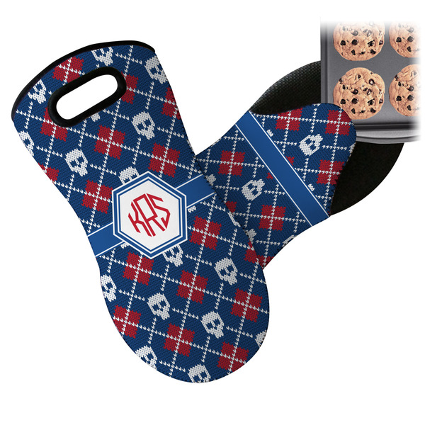 Knitted Argyle & Skulls Neoprene Oven Mitt