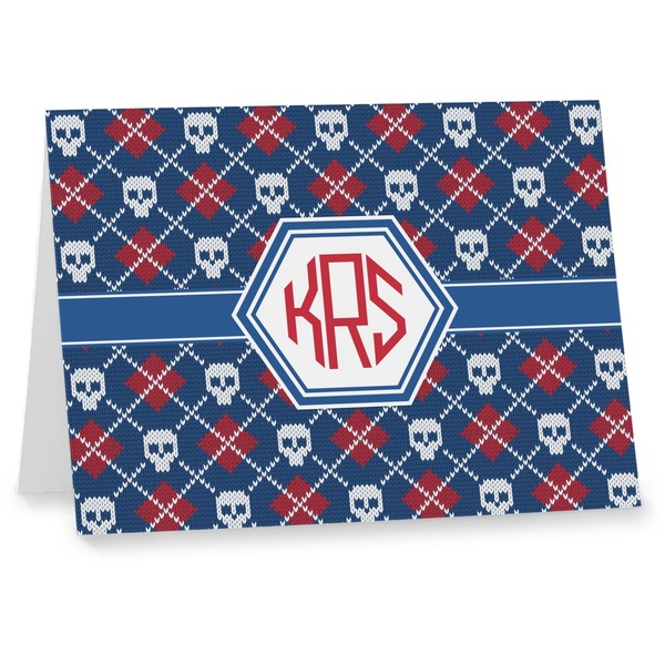 Custom Knitted Argyle & Skulls Note cards (Personalized)