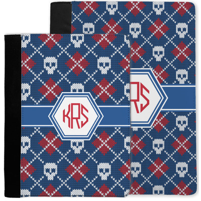 Knitted Argyle & Skulls Notebook Padfolio w/ Monogram