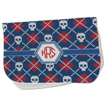 Knitted Argyle & Skulls Burp Cloth - Fleece w/ Monogram