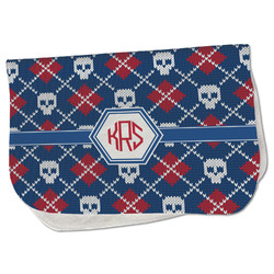 Knitted Argyle & Skulls Burp Cloth - Fleece w/ Monogram