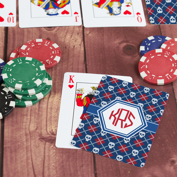 Knitted Argyle & Skulls On Table with Poker Chips