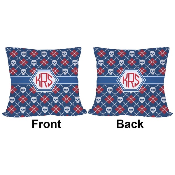 Knitted Argyle & Skulls Outdoor Pillow - 18x18