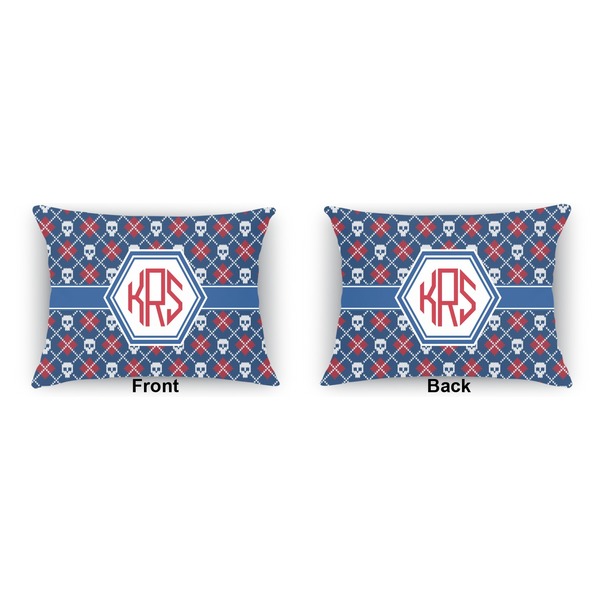 Knitted Argyle & Skulls  Outdoor Rectangular Throw Pillow (Front and Back)