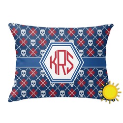 Knitted Argyle & Skulls Outdoor Throw Pillow (Rectangular) (Personalized)
