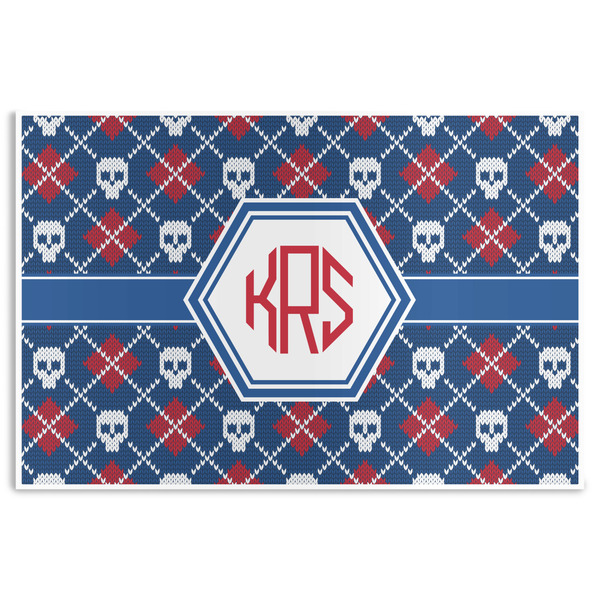 Custom Knitted Argyle & Skulls Disposable Paper Placemats (Personalized)