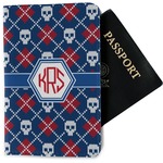 Knitted Argyle & Skulls Passport Holder - Fabric (Personalized)