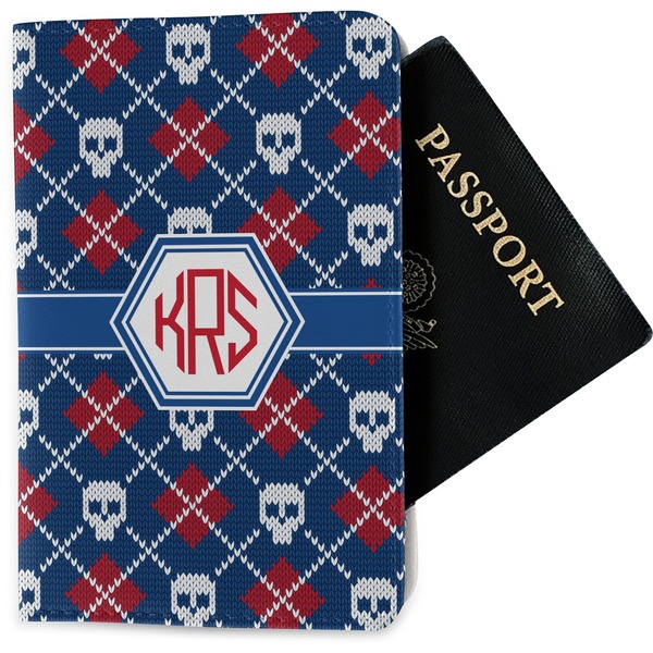 Custom Knitted Argyle & Skulls Passport Holder - Fabric (Personalized)