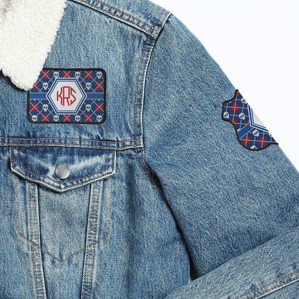 Knitted Argyle & Skulls Patches Lifestyle Jean Jacket Detail