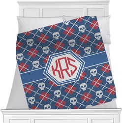 Knitted Argyle & Skulls Minky Blanket (Personalized)