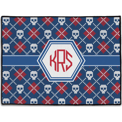 Knitted Argyle & Skulls Door Mat (Personalized)