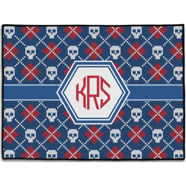 Custom Knitted Argyle & Skulls Door Mat (Personalized)