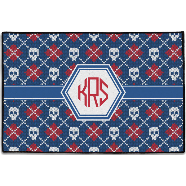 Knitted Argyle & Skulls Personalized Door Mat - 36x24 (APPROVAL)