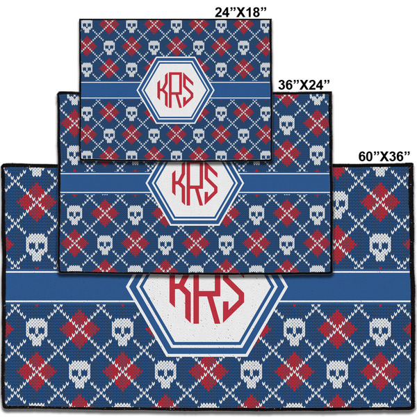 Knitted Argyle & Skulls Personalized Door Mat - Group Parent IMF