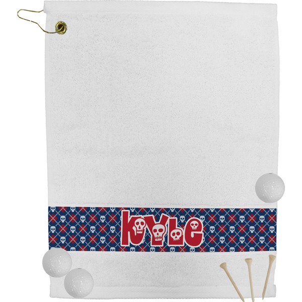 Custom Knitted Argyle & Skulls Golf Bag Towel (Personalized)