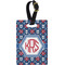 Knitted Argyle & Skulls Plastic Luggage Tag - Rectangular w/ Monogram