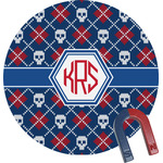Knitted Argyle & Skulls Round Fridge Magnet (Personalized)