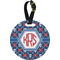 Knitted Argyle & Skulls Plastic Luggage Tag - Round (Personalized)