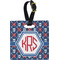 Knitted Argyle & Skulls Plastic Luggage Tag - Square w/ Monogram