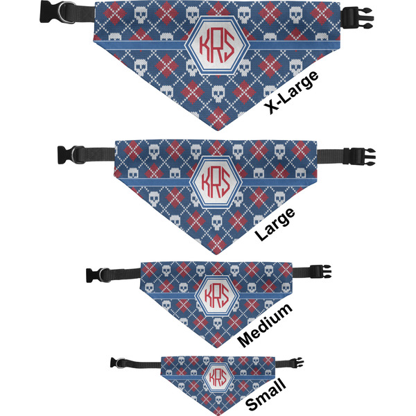 Knitted Argyle & Skulls Pet Bandana Sizes